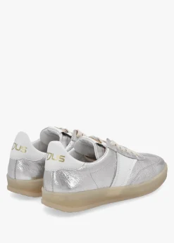 Flash Silver Metallic Leather Trainers