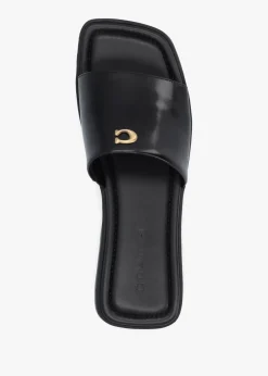 Florence Black Leather Flat Mules