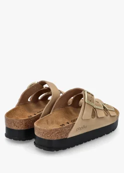 Florida III Pap Flex Platform Sandcastle Nubuck Leather Mules