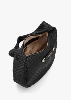 Francy Woven Black Hobo Bag