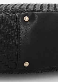 Francy Woven Black Hobo Bag