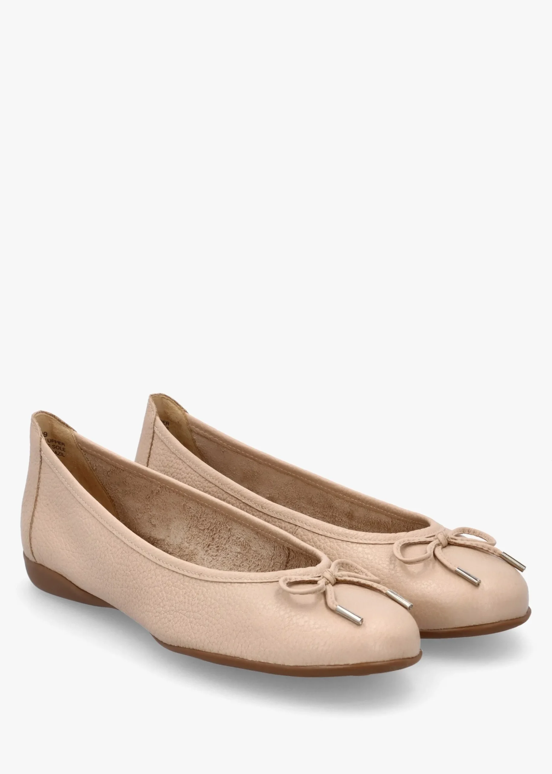 Gambi Nude Blush Tumbled Leather Ballet Pumps