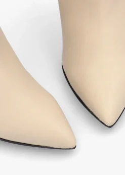 Gardenia 80's Cream Leather Elasticated Back Heeled Calf Boots