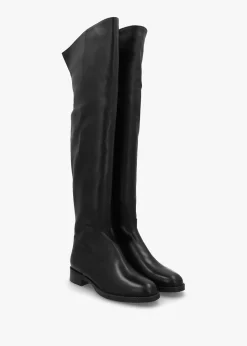 Giselle Black Leather Over The Knee Boots