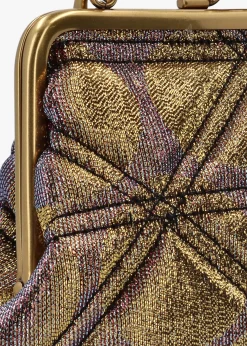 Granny Frame Gold Metallic Lurex Polka-Dot Jacquard Purse On A Chain