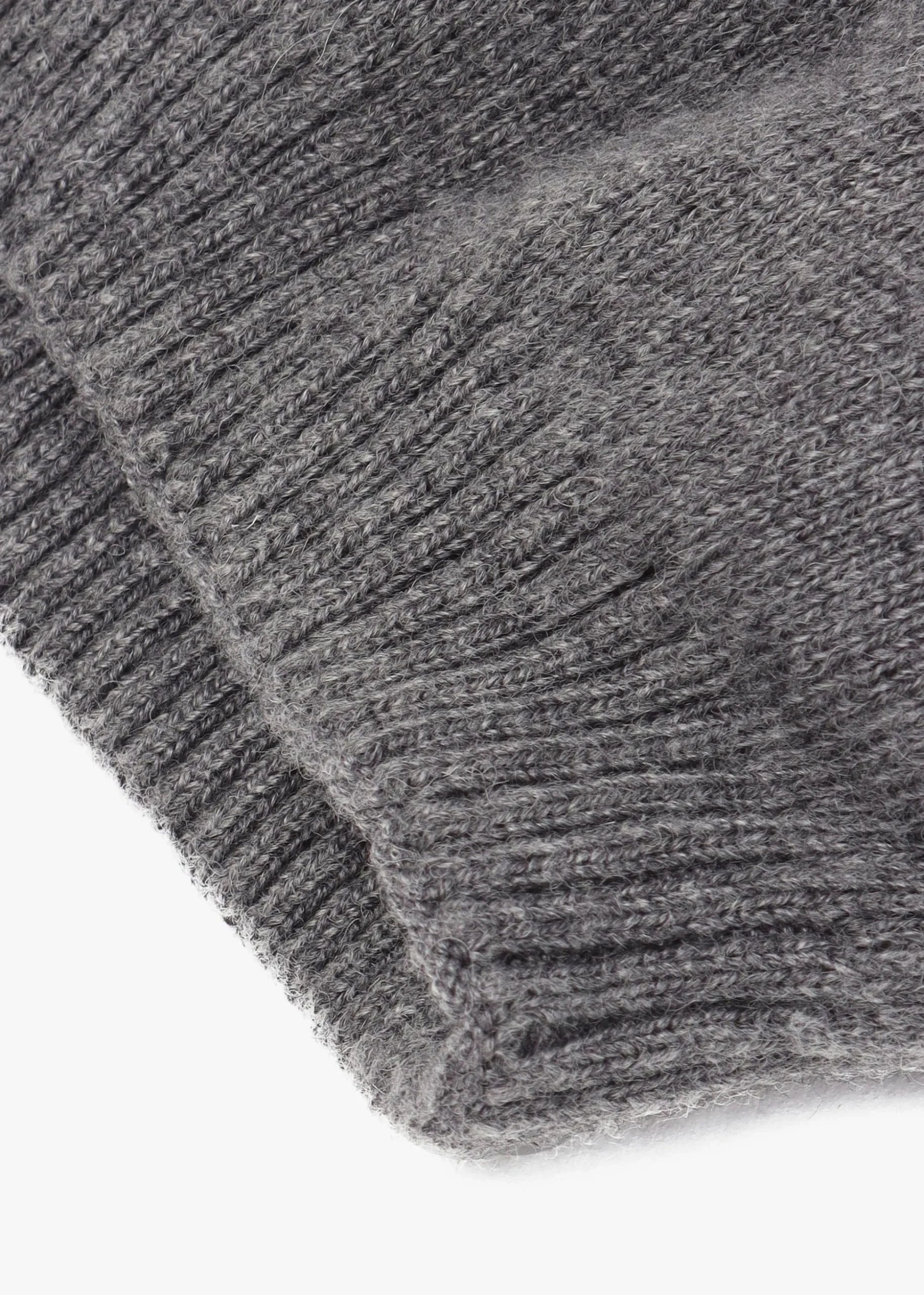 Grey Slouchy Knitted Pom Pom Hat