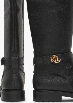 Hallee Black Leather Knee Boots