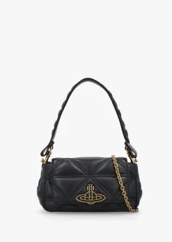 Hazel Medium Quilted Black Leather Shoulder Bag