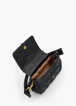 Hazel Medium Quilted Black Leather Shoulder Bag