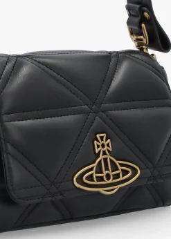 Hazel Medium Quilted Black Leather Shoulder Bag