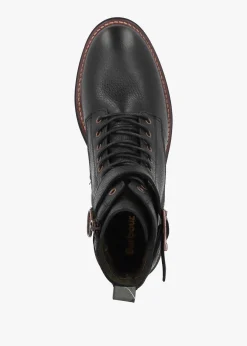 Heidi Black Pebbled Leather Camando Ankle Boots