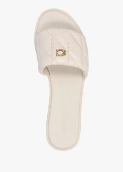 Holly Quilted Chalk Leather Flat Mules