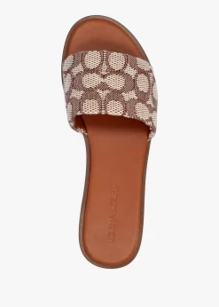 Holly Signature Textile Jacquard Cocoa Burnished Amber Flat Mules