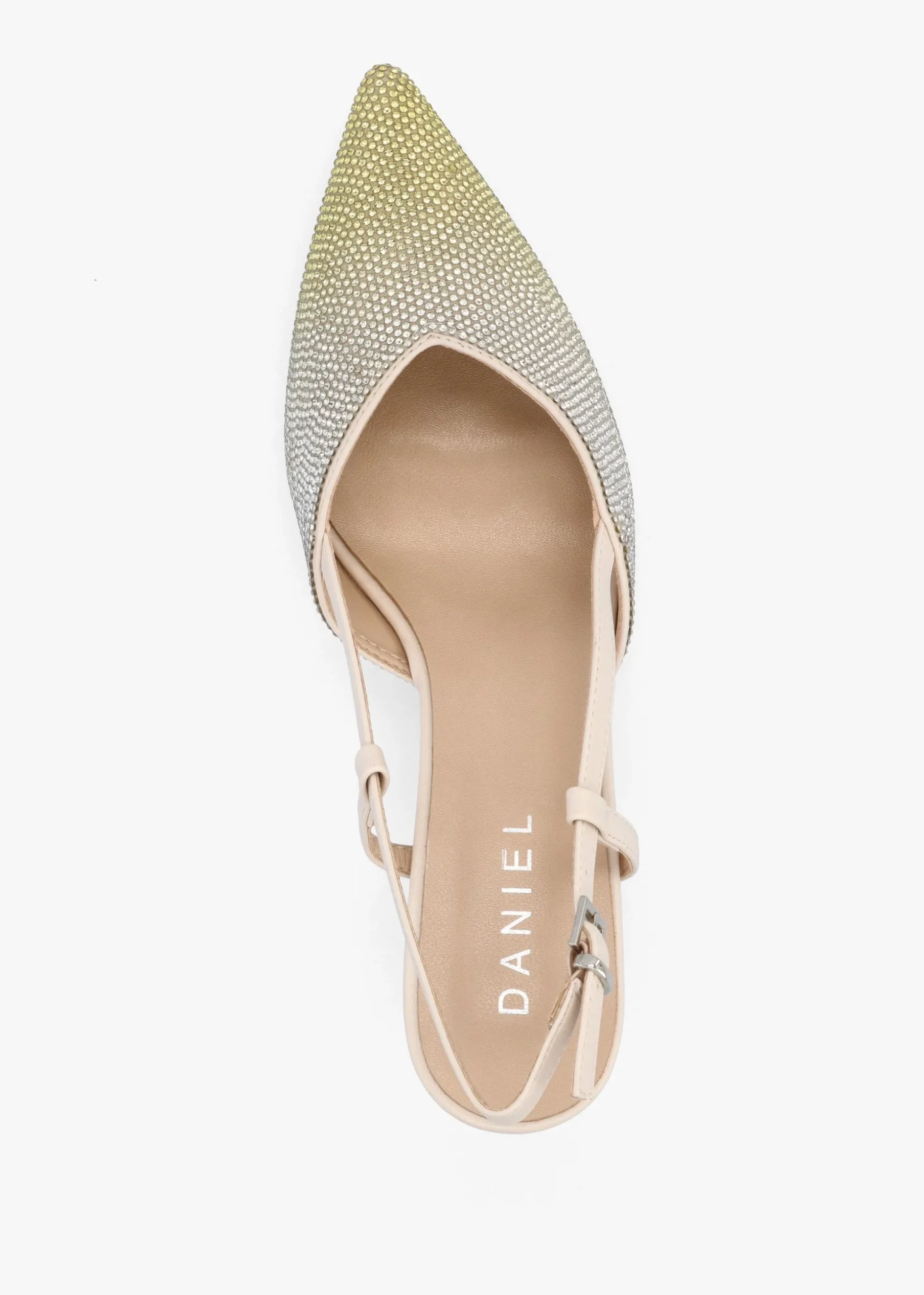 Icamila Cream Diamante Mid Heel Sling Backs