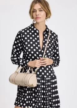Icon Milk Glass Leather Barrel Cross-Body Bag