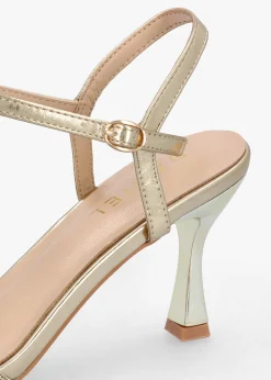 Icris Gold Metallic Strappy Mid Heel Sandals