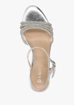 Icris Silver Metallic Strappy Mid Heel Sandals