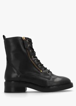 Ilacie Black Leather Lace Up Boots