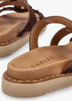 Ilene Brown Suede Three Bar Chunky Mules