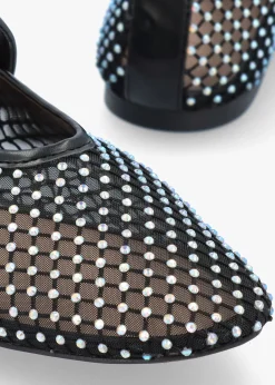 Imesh Black Crystal Mesh Mary Jane Pumps