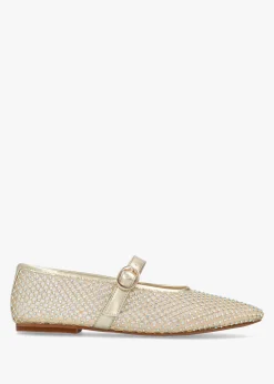 Imesh Gold Crystal Mesh Mary Jane Pumps