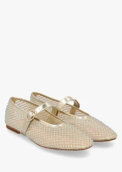 Imesh Gold Crystal Mesh Mary Jane Pumps