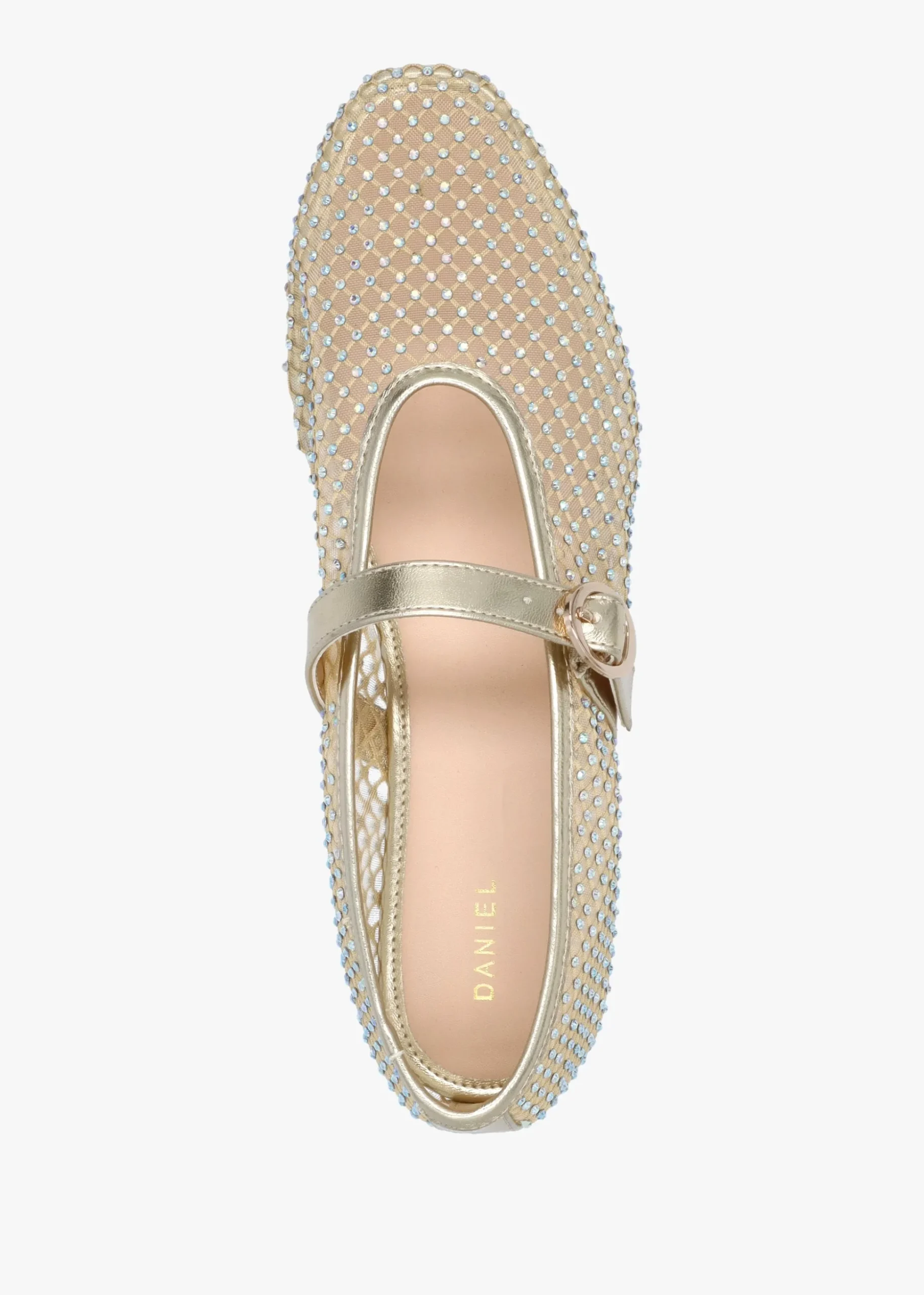 Imesh Gold Crystal Mesh Mary Jane Pumps