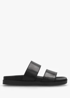 Imogen Black Leather Two Band Mules