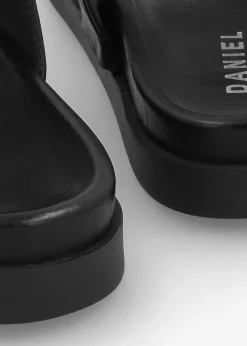 Imogen Black Leather Two Band Mules