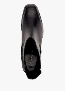 Indie Black Leather Western Chelsea Boots