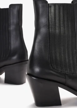 Indie Black Leather Western Chelsea Boots