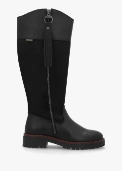 Ingrid Black Leather Knee High Boots