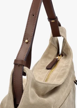 Inhobo Beige Suede Slouchy Hobo Bag