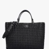 Interwoven Black Shopper Bag With Pouch
