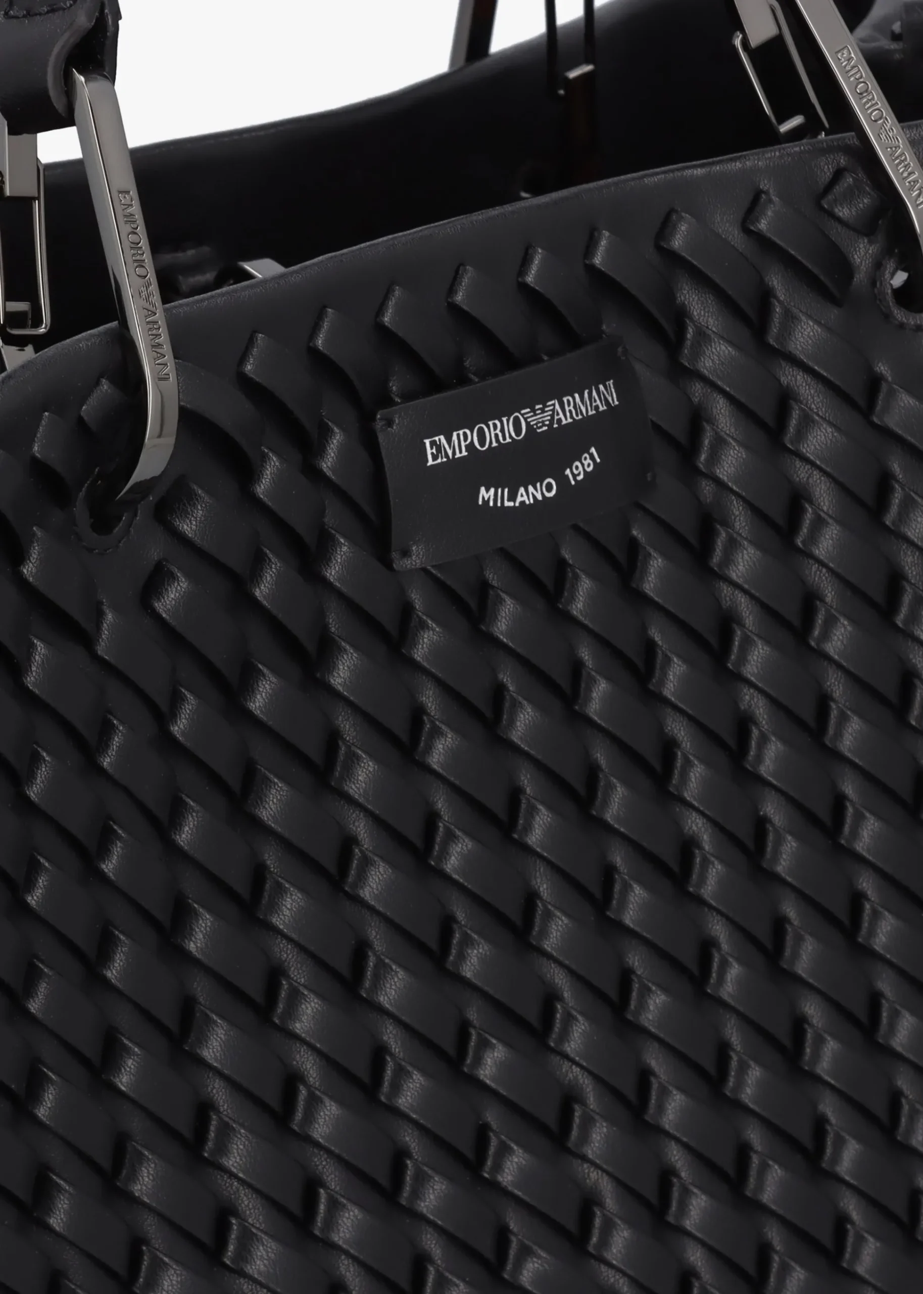 Interwoven Black Shopper Bag With Pouch