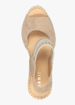 Istitch Beige Suede Wedge Espadrilles