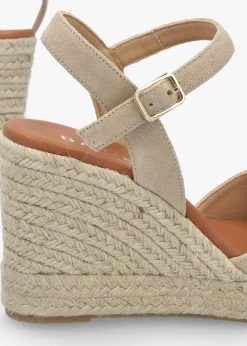 Jaffle Beige Suede Snaffle Wedge Espadrilles