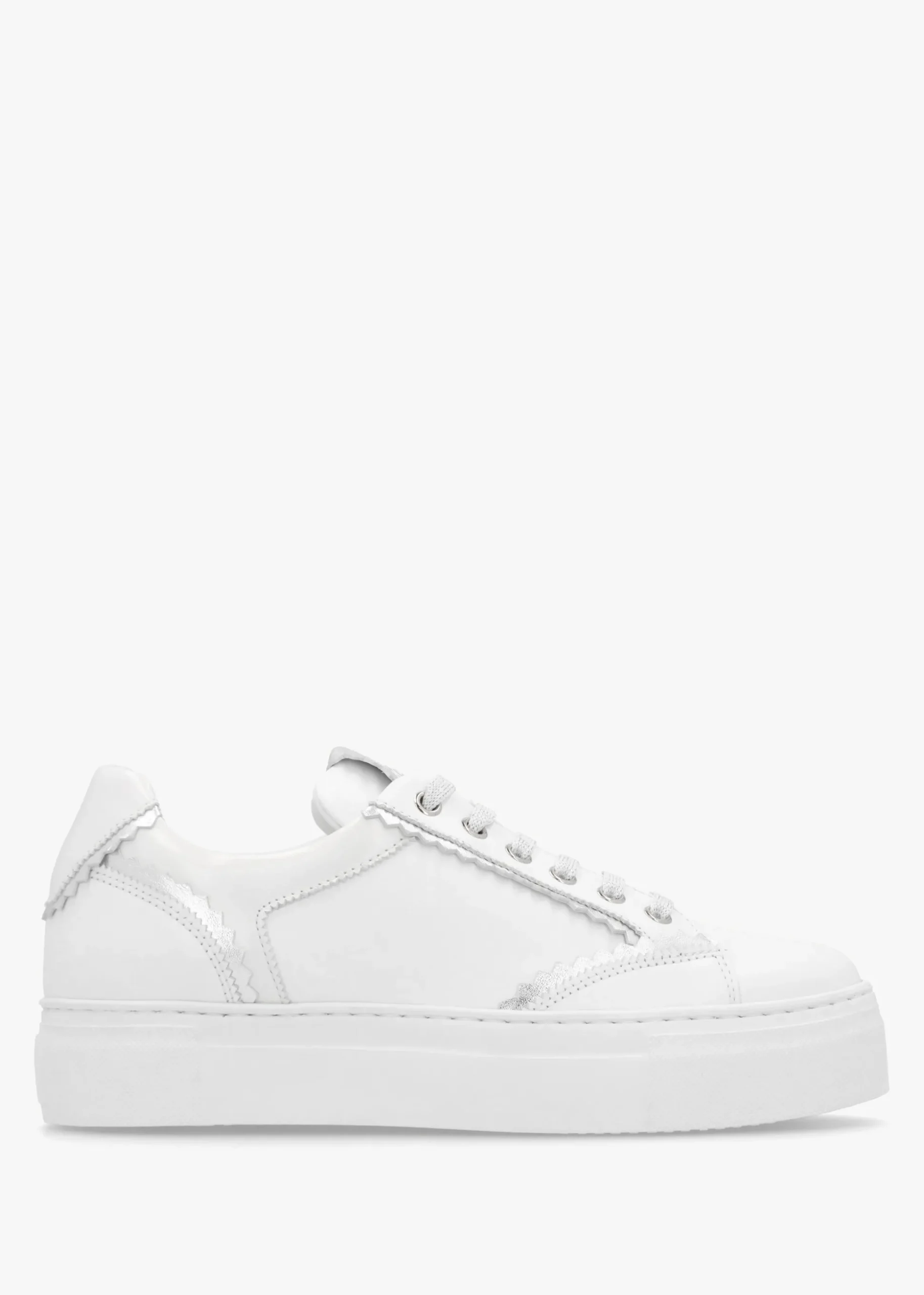 Jaggy White Leather Flatform Trainers