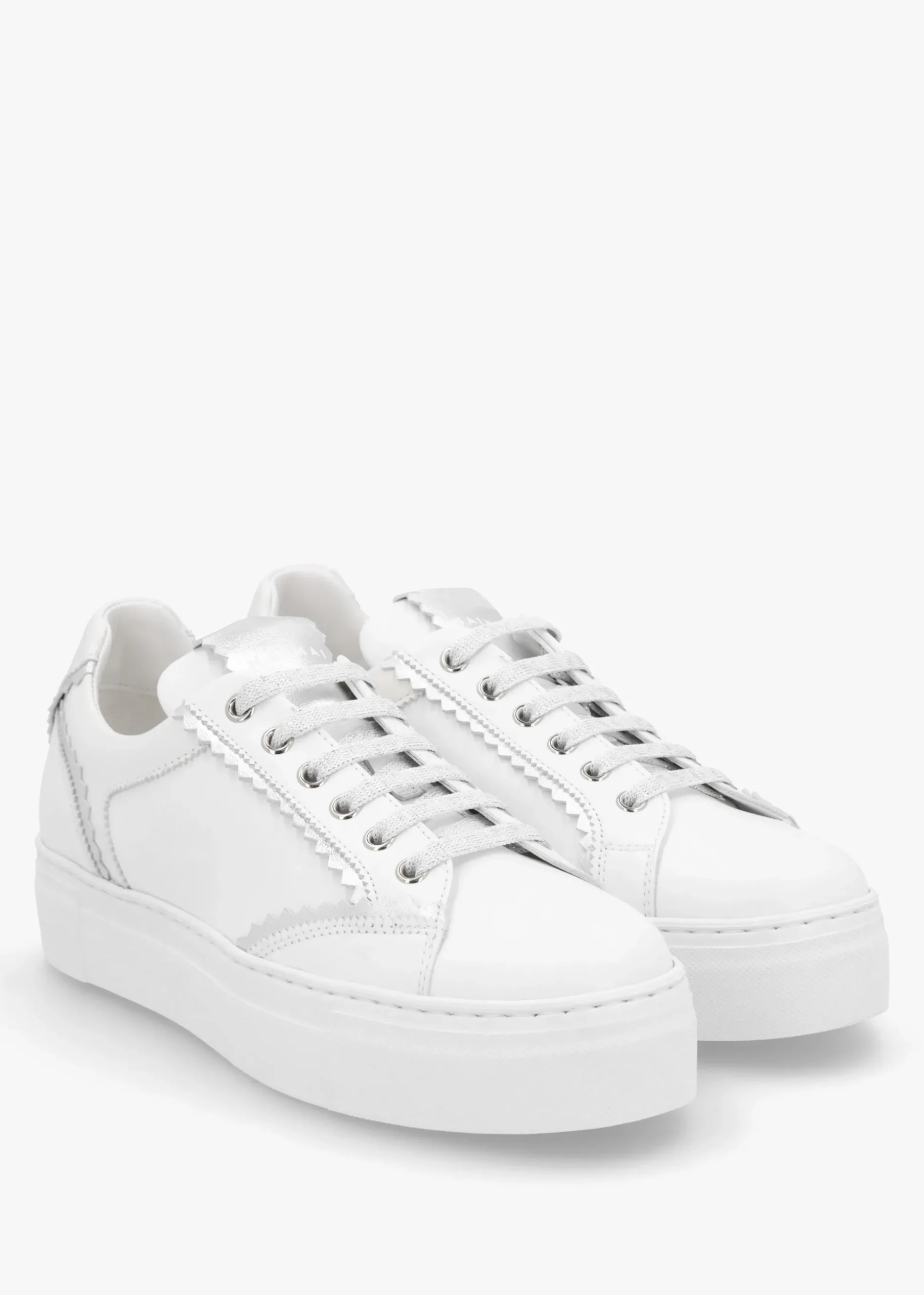 Jaggy White Leather Flatform Trainers