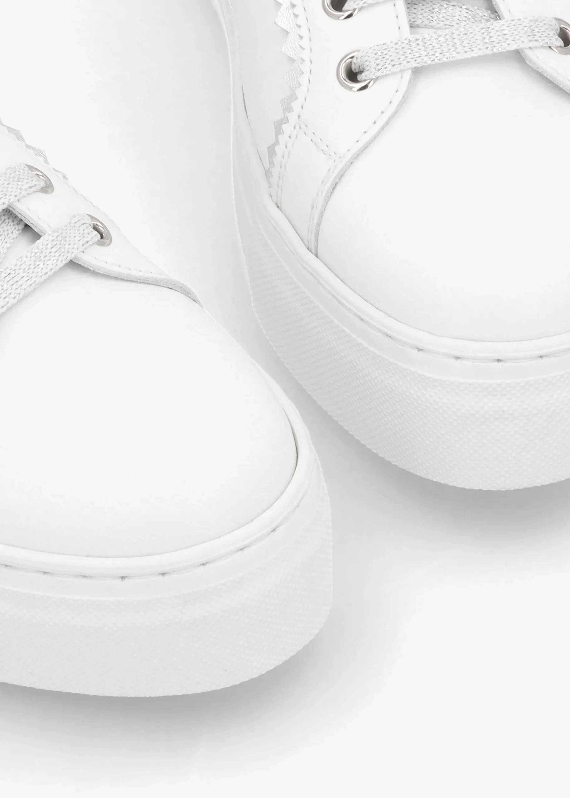 Jaggy White Leather Flatform Trainers