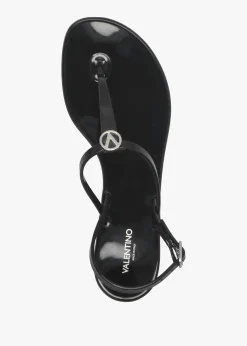 Jally Black Toe Post Logo Sandals