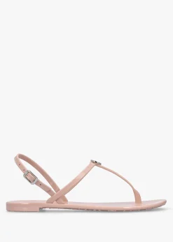 Jally Pink Toe Post Logo Sandals