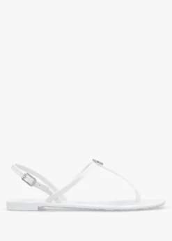 Jally White Toe Post Logo Sandals