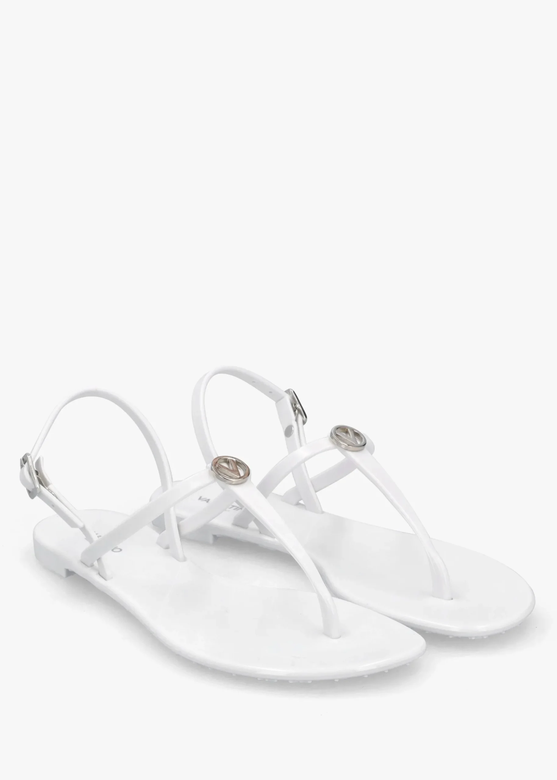 Jally White Toe Post Logo Sandals