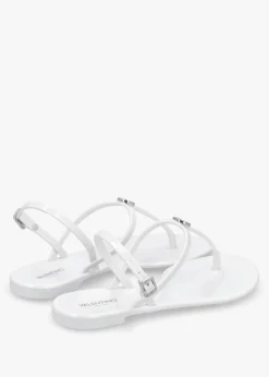 Jally White Toe Post Logo Sandals