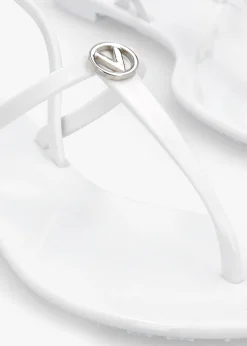Jally White Toe Post Logo Sandals