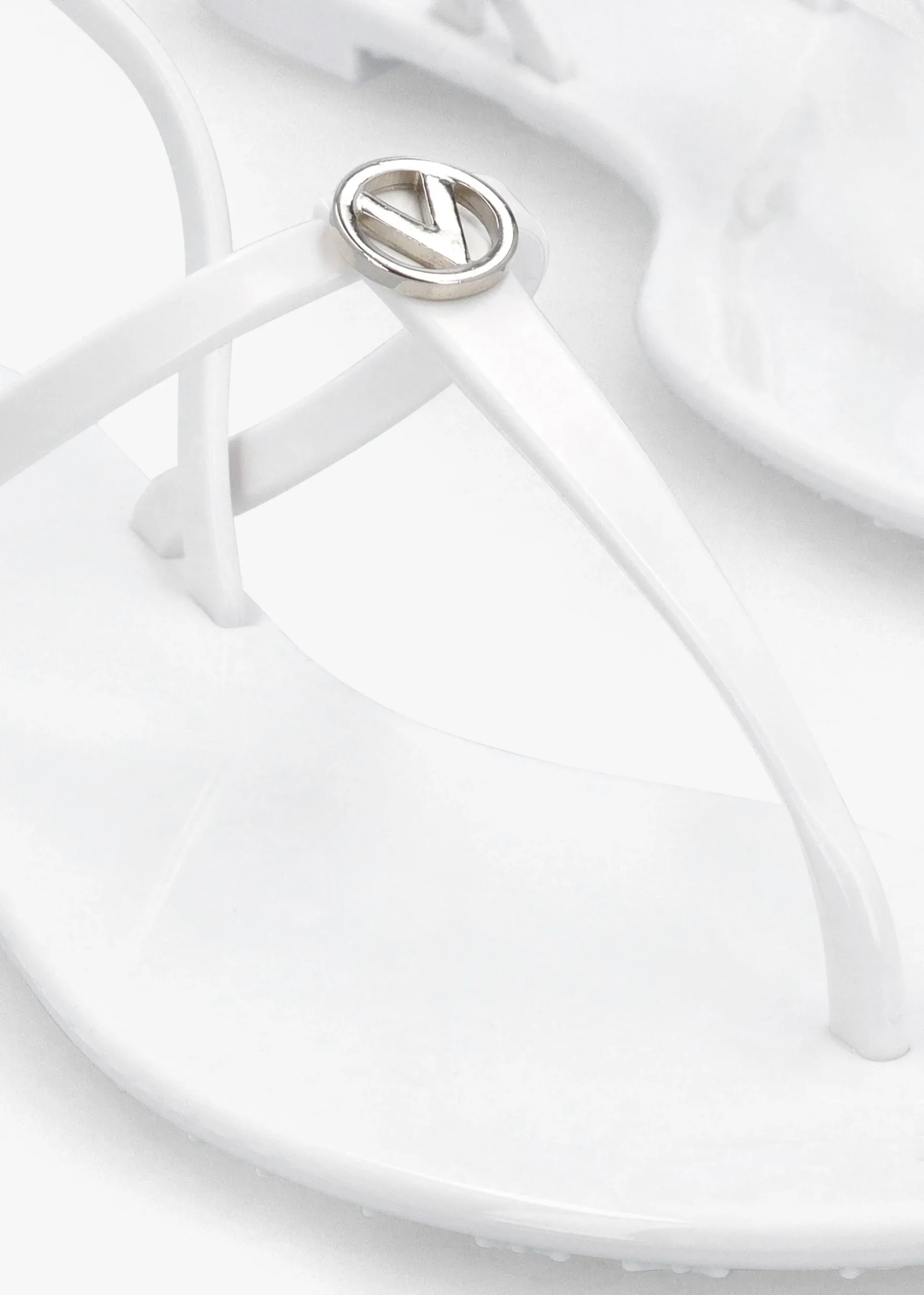 Jally White Toe Post Logo Sandals