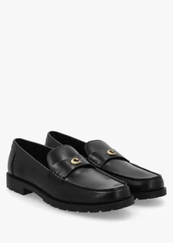 Jocelyn Black Leather Loafers