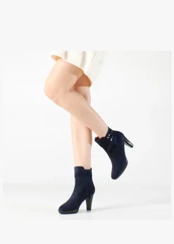 Joyfully Blue Suede Heeled Ankle Boots