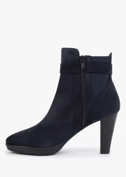 Joyfully Blue Suede Heeled Ankle Boots